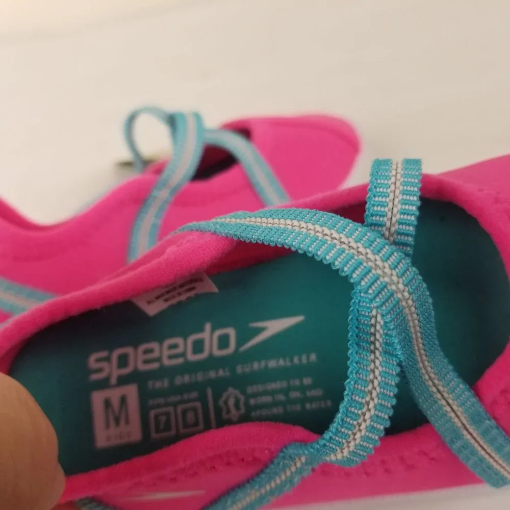 NWT Speedo Toddler Girls Sz 7 / 8 Mary Jane Water Shoes- Pink Taffy Slip‎ On